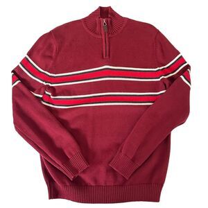 Express Men's Striped Red Quarter quarter Zip Pullover Sweater Size‎ S